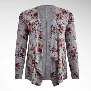 Torrid Super Soft Drape-Front Open Floral Cardigan Long Sleeves